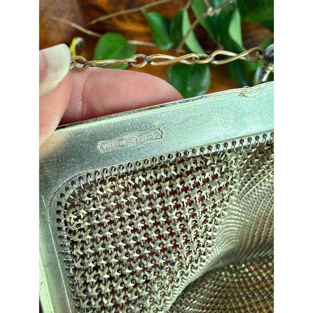 Vintage Whiting & Davis Mesh Purse, Art Deco Enamel Mesh Bag, Mandalian Style - Picture 10 of 10